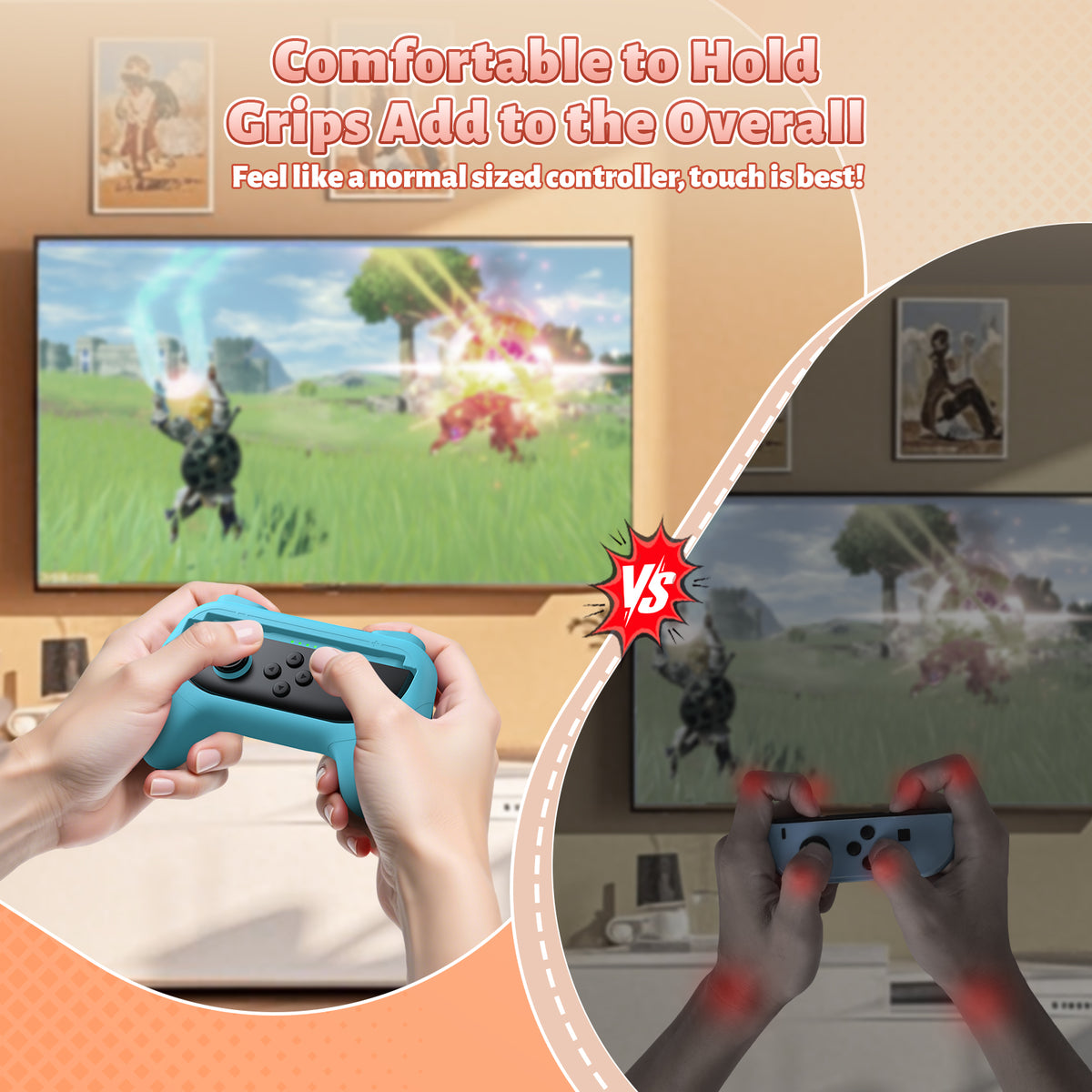 Controller Handle Grips for Switch 2, 1 & OLED (Blue,Orange)