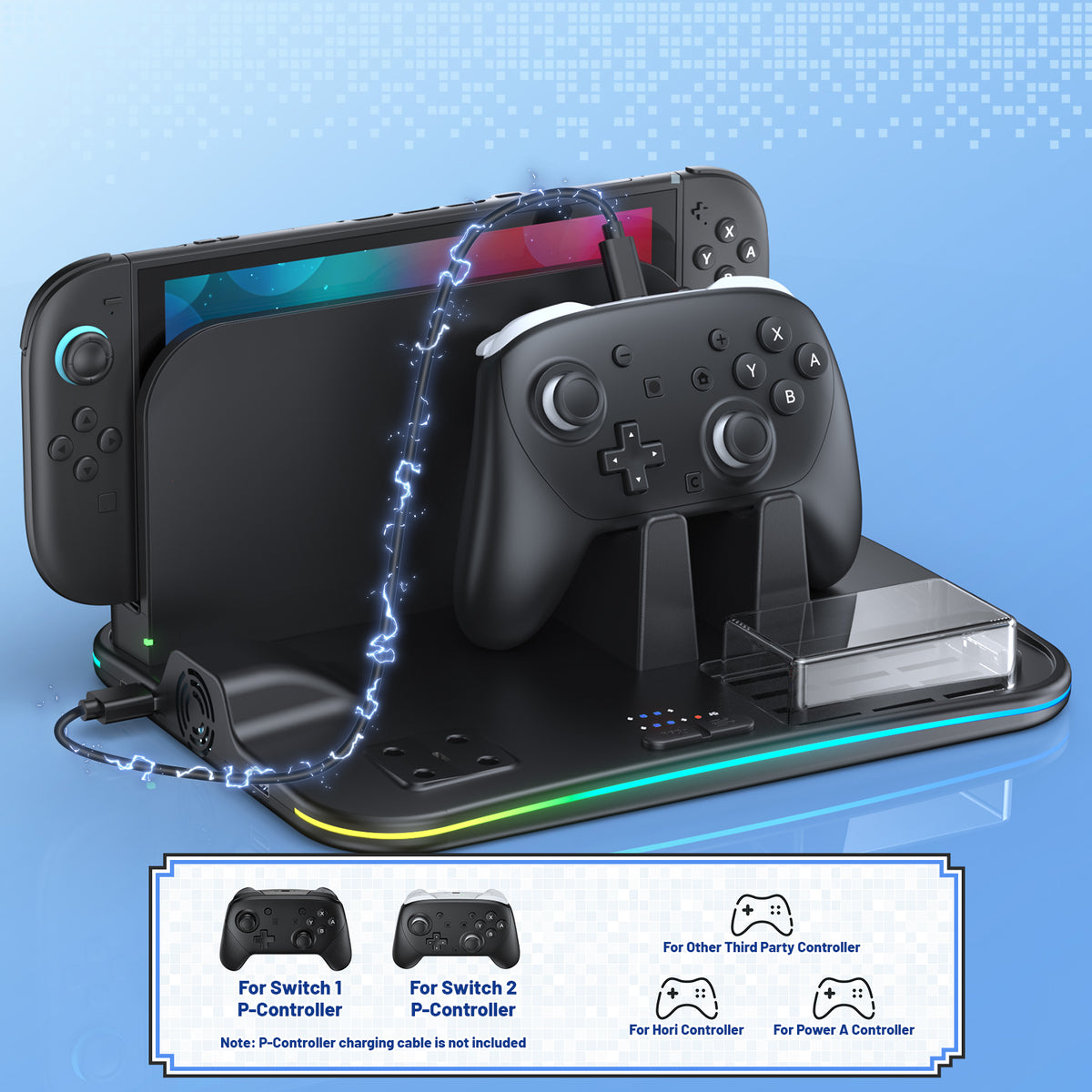 Charging Dock & Organizer with Cooling Fan for Switch 2, Switch 1 & OLED