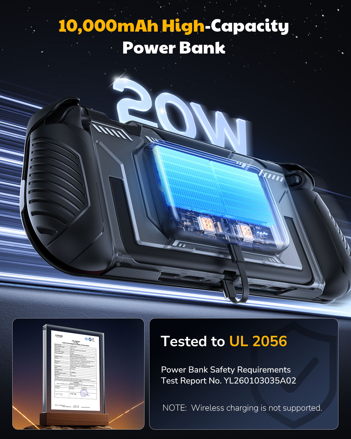 Switch 2 Charging Grip with 10,000mAh Power Bank & PD 20W Fast Charging
