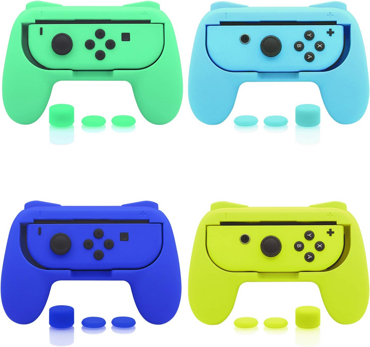 4 Pack Grips Kit Compatible with Nintendo Switch for Joy Con, Wear-Resistant Grip Controller for Joy con & OLED Model with 12 Thumb Grip
