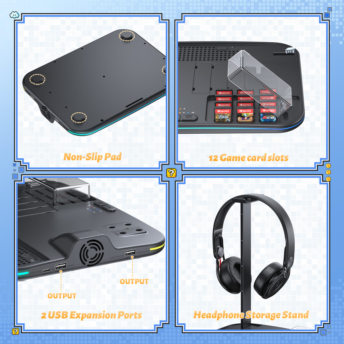 Charging Dock & Organizer with Cooling Fan for Switch 2, Switch 1 & OLED