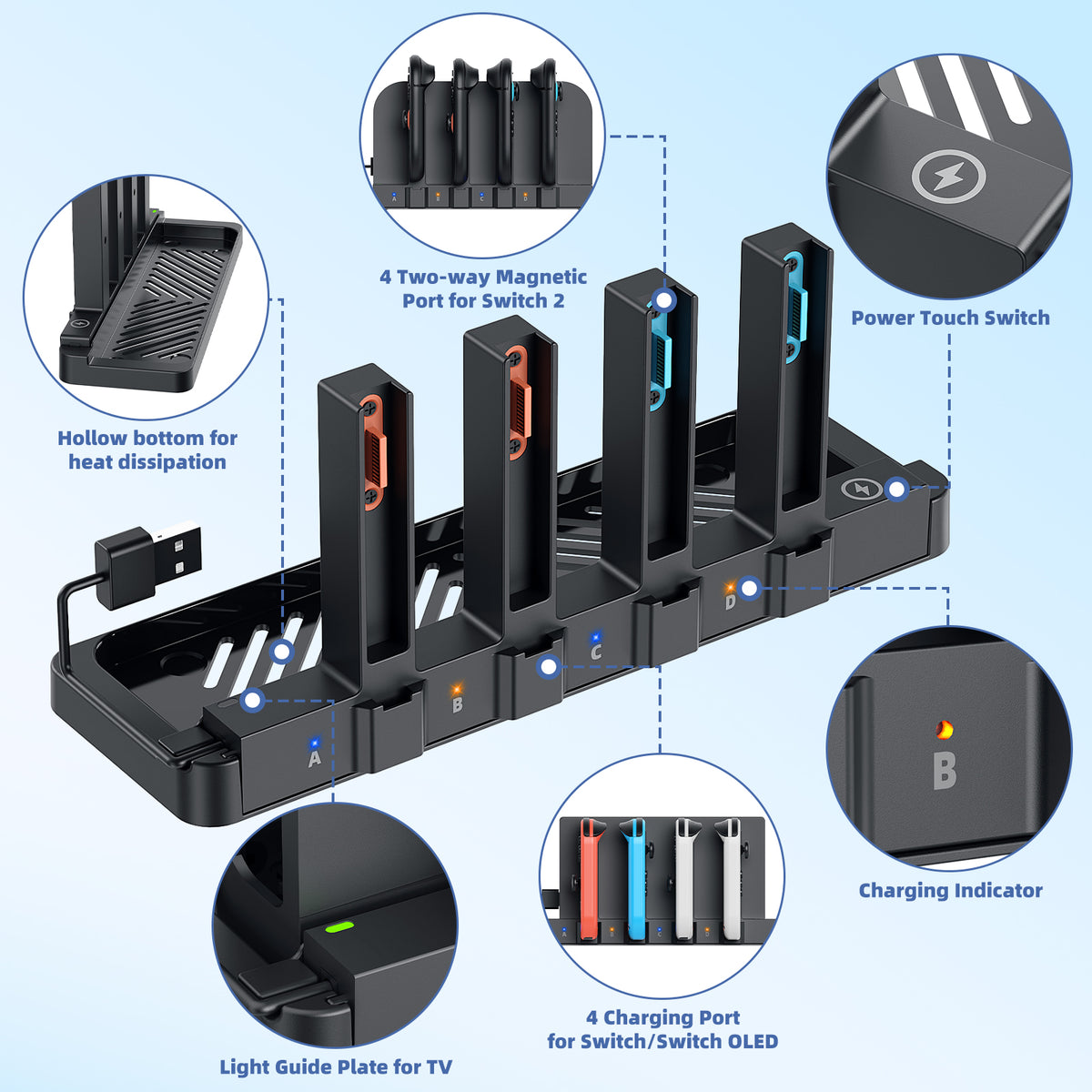 9-in-1 Controller Charging Dock for Switch 2, Switch 1 & OLED
