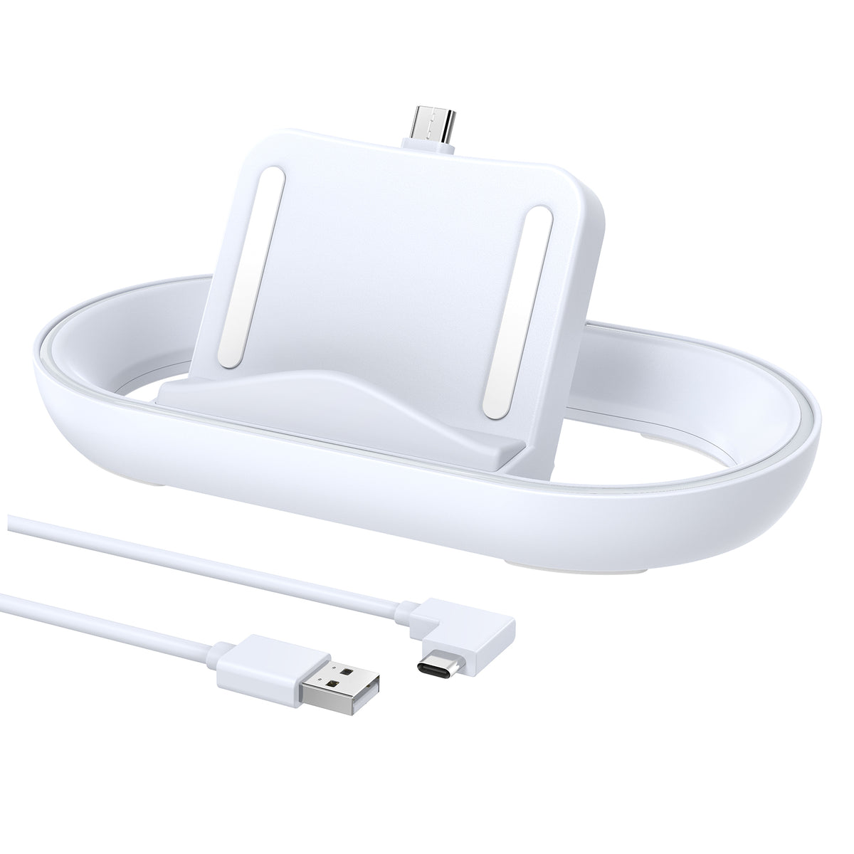 Charging Stand for PS Portal Remote Player, Portable Charge Dock Station with 14 RGB Light Modes and Type-C Cable, Charge Base Holder Accessories for Playstation 5 Portal Console (White)