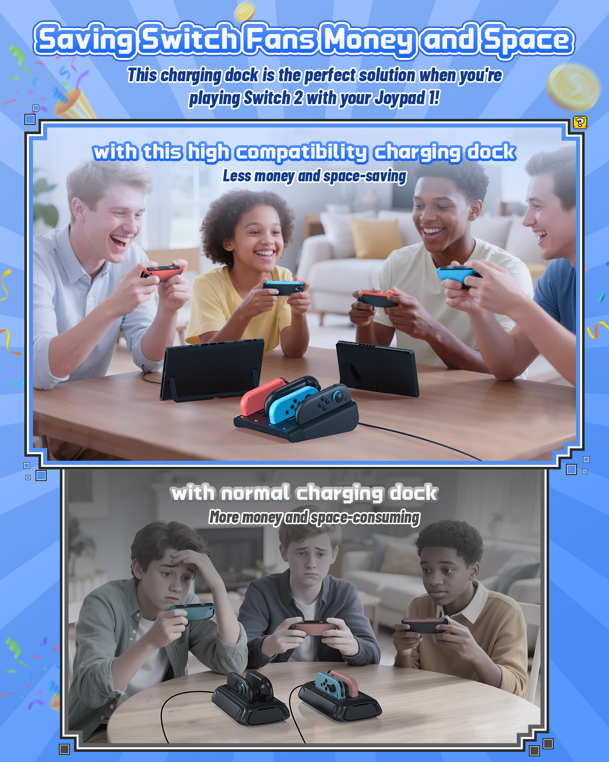 8-in-1 Charging Dock for Switch 2, Switch 1 & OLED Controllers
