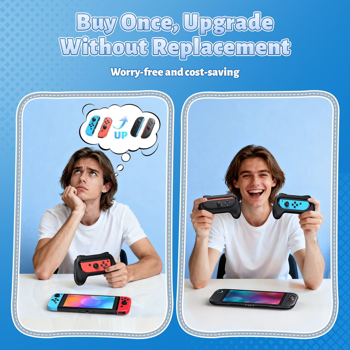 Controller Handle Grips for Switch 2, 1 & OLED (Black,Black)
