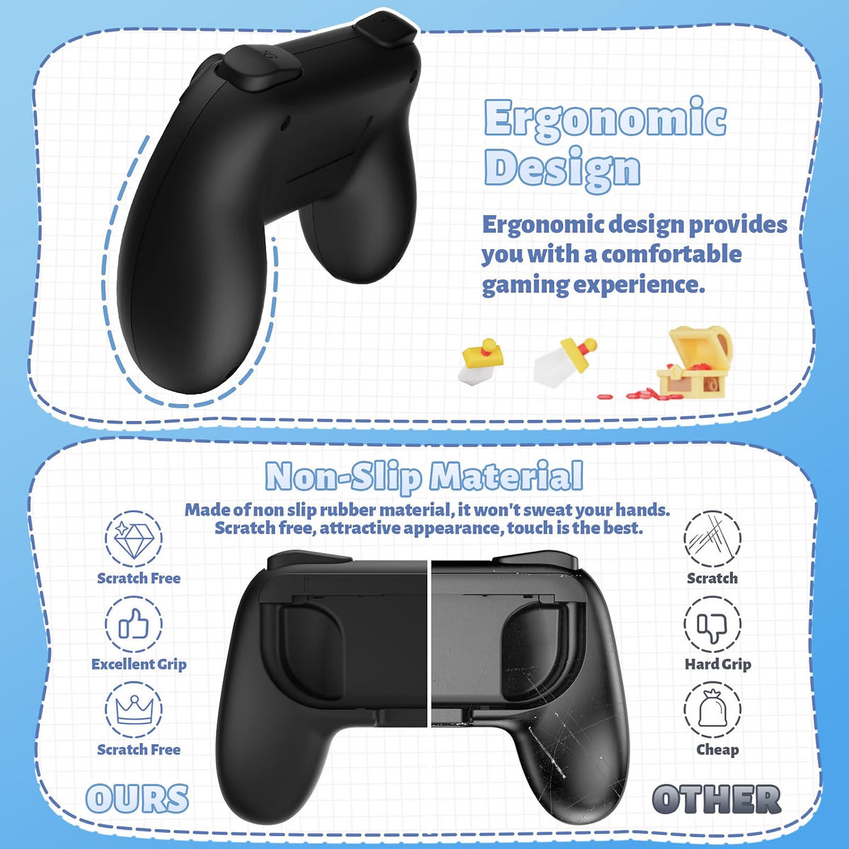Switch Controller Grips for Nintendo Switch/OLED for JoyCons