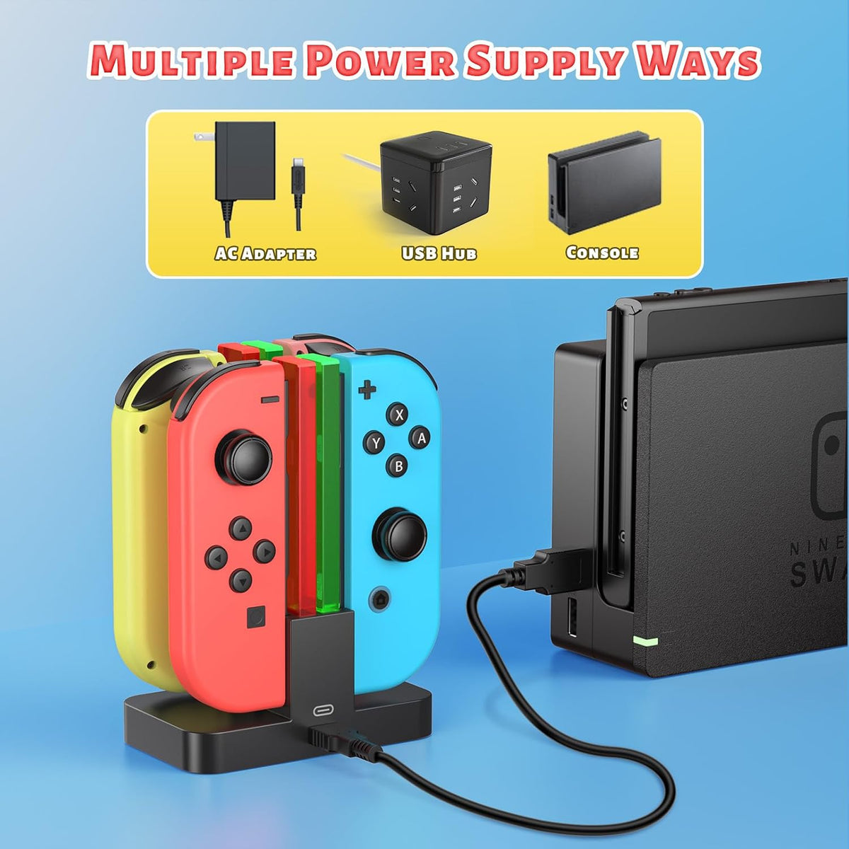 Charging Dock for Switch 1 & OLED Controllers with LED Indicators