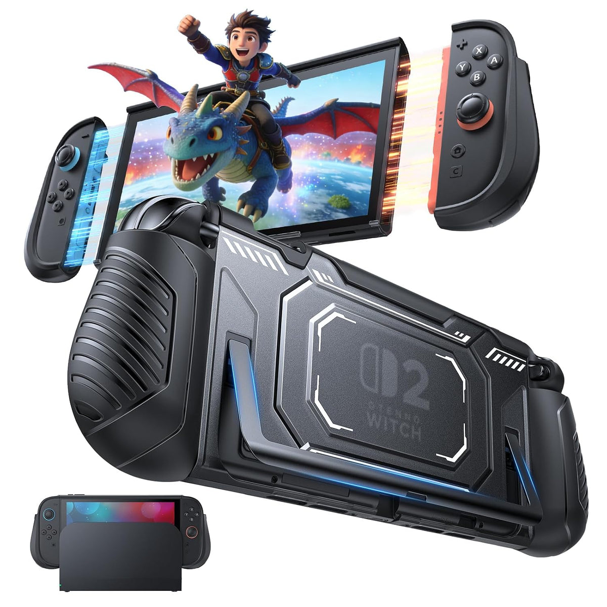 Dockable Protective Case for Switch 2 with Ergonomic Grips