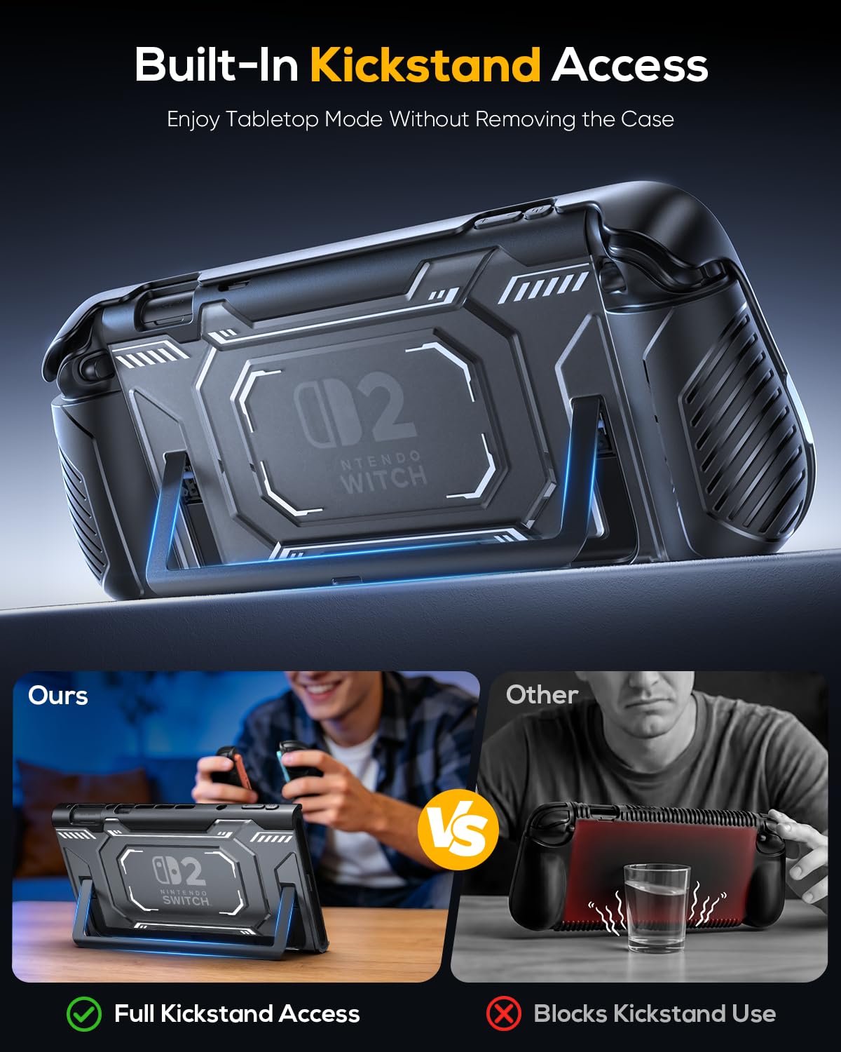 Dockable Protective Case for Switch 2 with Ergonomic Grips